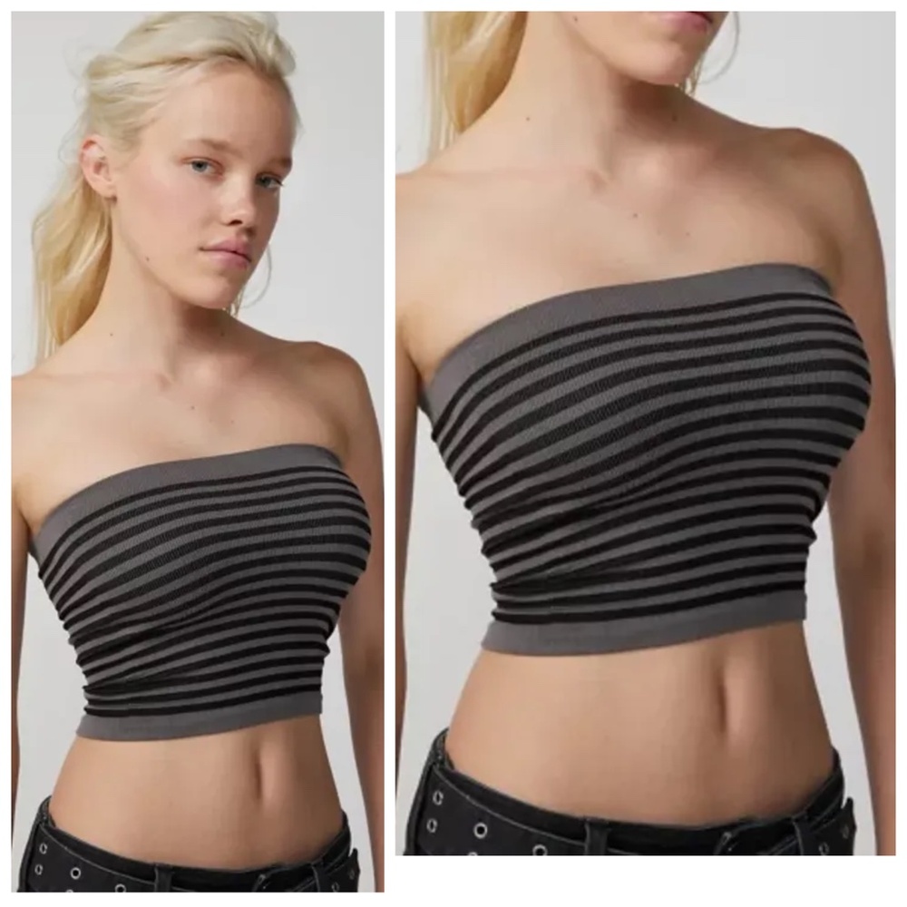 •Unworn!! OUT FROM UNDER XL Longline Seamless Tube Top Stripe Ribbed Sleeveless - Picture 1 of 5